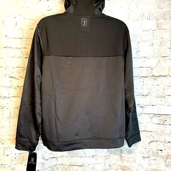 PGA Tour Men's Pro Knit 1/4 Zip Golf Hoodie Pullover Black Quilted Size Medium - Picture 4 of 7